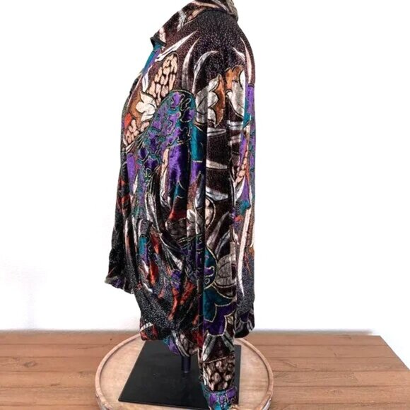 90's Funky Velvet Abstract Zip Up Jacket - Size Medium - KOCAL - Unisex - Picture 7 of 12